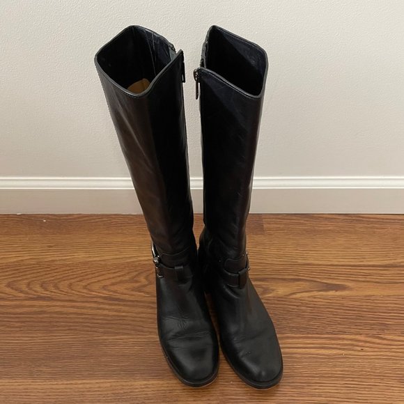 Coach Black Leather Carolina Riding Boots Heeled 5 Zipper - Picture 6 of 13